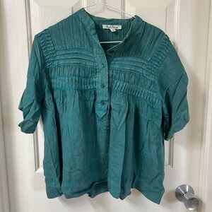 Solitaire Deep Teal Pintuck Blouse